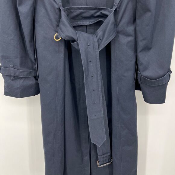 Vintage Burberrys Of London Trench Coat Size 40 Long Navy Blue Belted Pockets - Picture 12 of 16